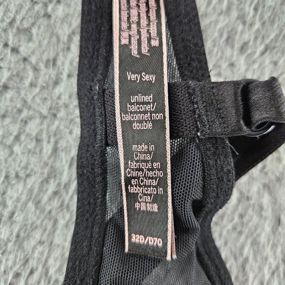 Victoria's Secret Bra Womens 32D Black Very Sexy Unlined Balconet Mesh Lingerie - Picture 9 of 15